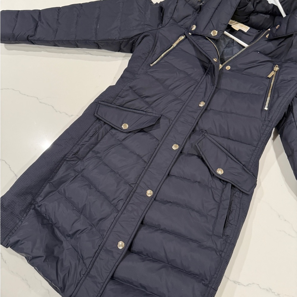 Navy Quilted Puffer Coat